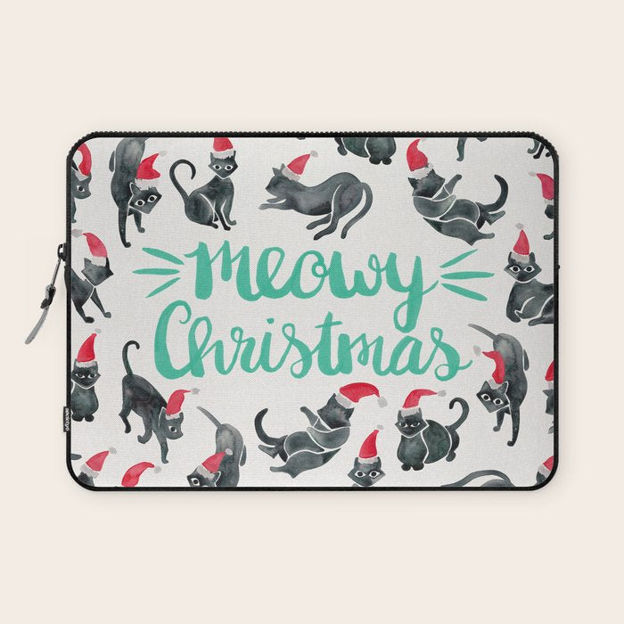 Meowy Christmas - Mint Type Laptop Sleeve Gallery Image 1