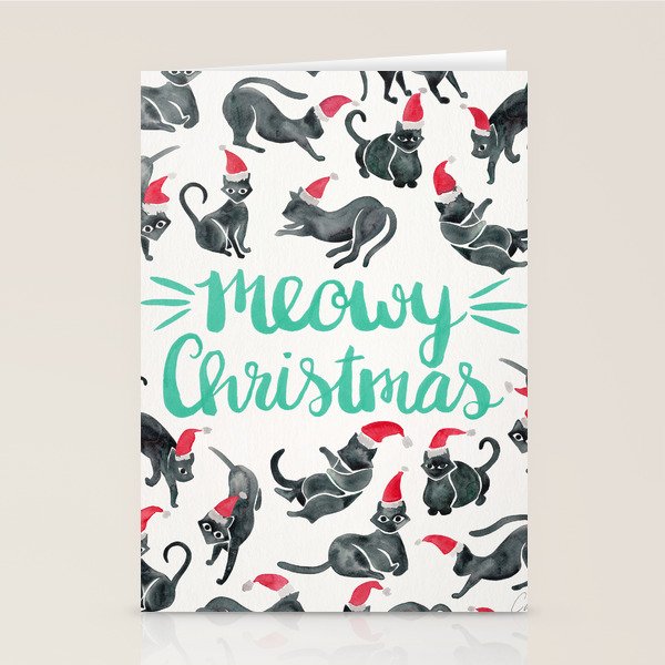 Meowy Christmas - Mint Type Stationery Card Gallery Image 2