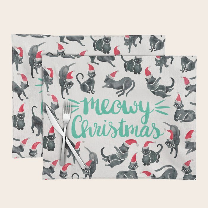 Meowy Christmas - Mint Type Placemat Gallery Image 1