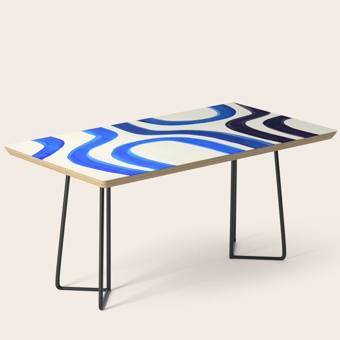 Electric Blues Fun Colorful Mid Century Modern Abstract Painting Shapes Pattern Coffee Table Gallery Image 1