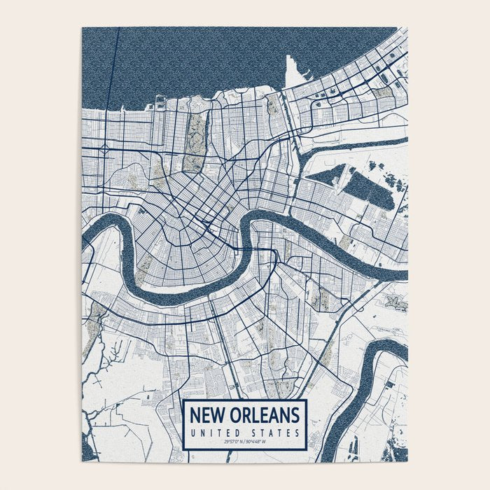 New Orleans City Map of Louisiana, USA - Coastal Poster Gallery Image 4