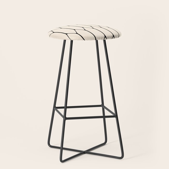 Long Honeycomb Geometric Minimalist Pattern in Almond Cream and Black Stool Gallery Image 1