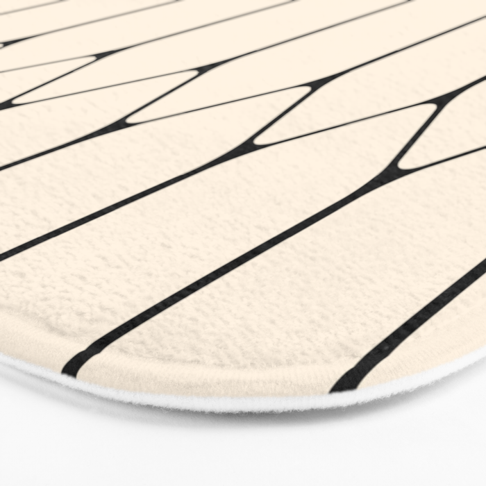 Long Honeycomb Geometric Minimalist Pattern in Almond Cream and Black Bath Mat Gallery Image 3