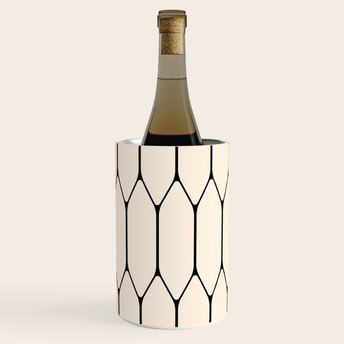 Long Honeycomb Geometric Minimalist Pattern in Almond Cream and Black Wine Chiller Gallery Image 3