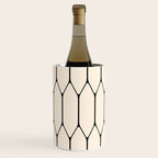 Long Honeycomb Geometric Minimalist Pattern in Almond Cream and Black Wine Chiller Gallery Image 1