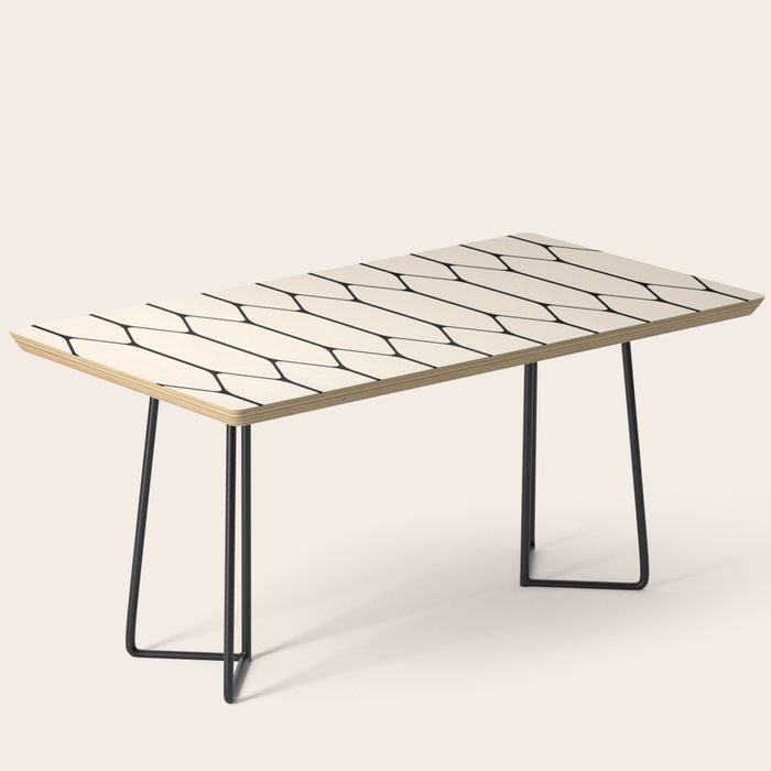 Long Honeycomb Geometric Minimalist Pattern in Almond Cream and Black Coffee Table Gallery Image 1