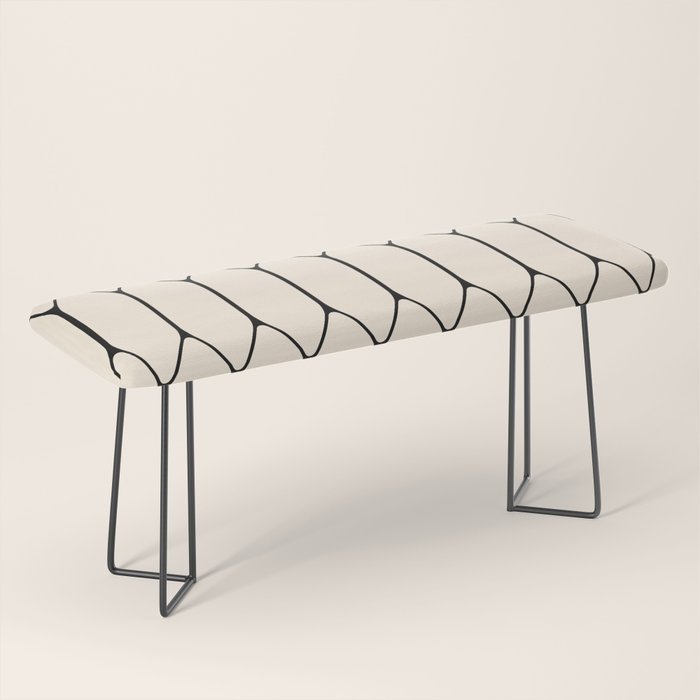 Long Honeycomb Geometric Minimalist Pattern in Almond Cream and Black Bench Gallery Image 1