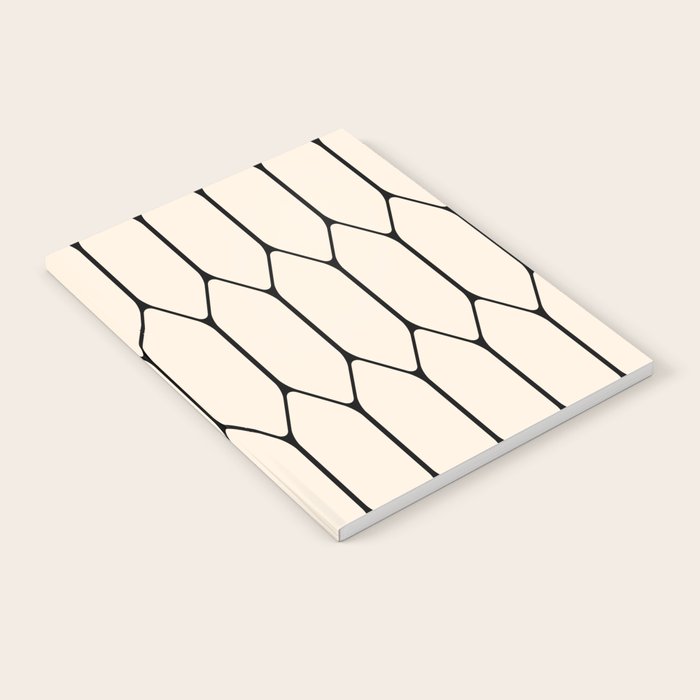 Long Honeycomb Geometric Minimalist Pattern in Almond Cream and Black Notebook Gallery Image 2