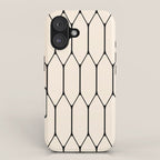 Long Honeycomb Geometric Minimalist Pattern in Almond Cream and Black iPhone Case Gallery Image 1