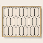 Long Honeycomb Geometric Minimalist Pattern in Almond Cream and Black Serving Tray Gallery Image 1