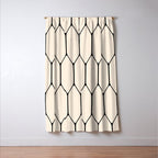 Long Honeycomb Geometric Minimalist Pattern in Almond Cream and Black Window Curtain Gallery Image 3