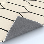 Long Honeycomb Geometric Minimalist Pattern in Almond Cream and Black Rug Gallery Image 4