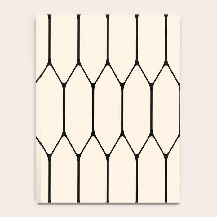 Long Honeycomb Geometric Minimalist Pattern in Almond Cream and Black Notebook Gallery Image 4