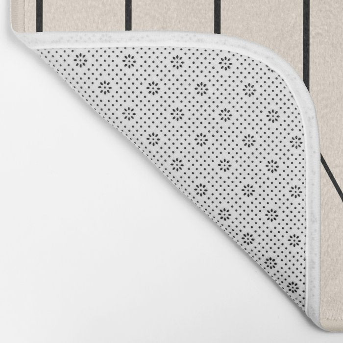 Long Honeycomb Geometric Minimalist Pattern in Almond Cream and Black Bath Mat Gallery Image 2