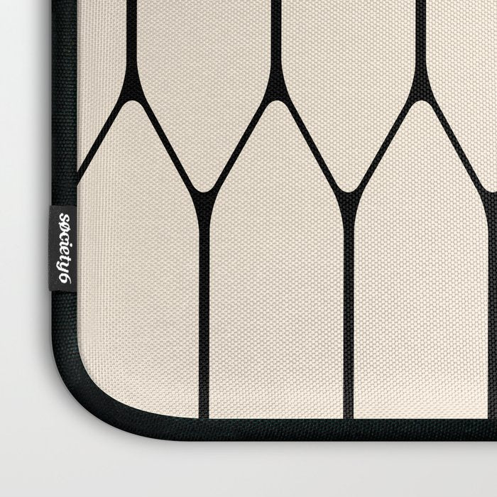 Long Honeycomb Geometric Minimalist Pattern in Almond Cream and Black Laptop Sleeve Gallery Image 3