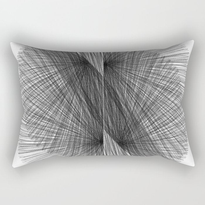 Black & White Mid Century Modern Radiating Lines Geometric Abstract Rectangular Pillow Gallery Image 1
