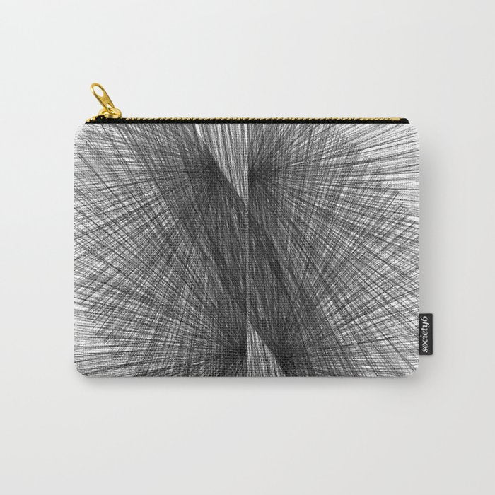 Black & White Mid Century Modern Radiating Lines Geometric Abstract Carry All Pouch Gallery Image 1