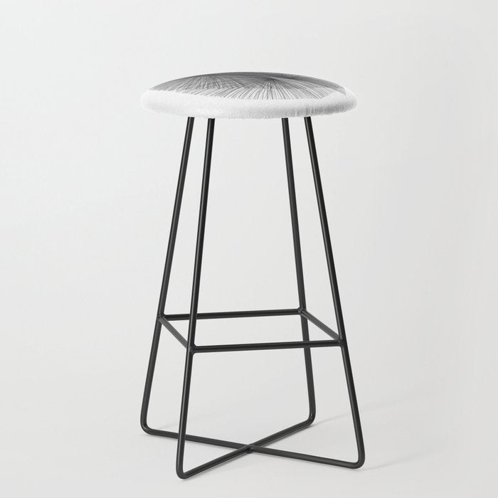 Black & White Mid Century Modern Radiating Lines Geometric Abstract Stool Gallery Image 1