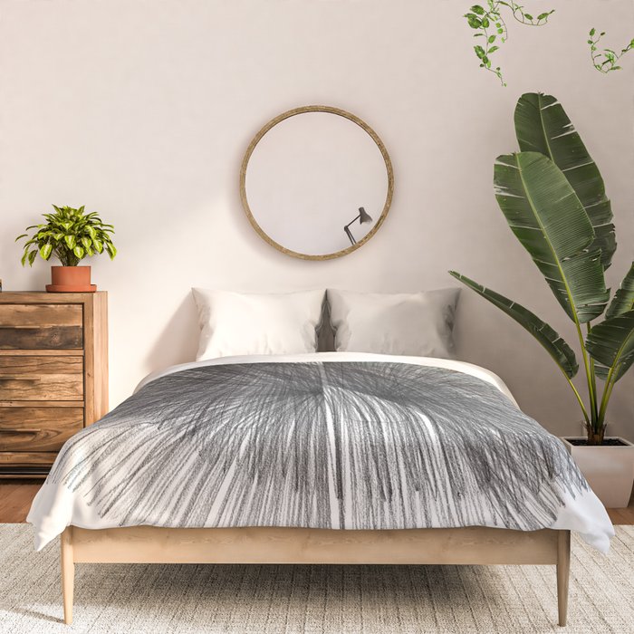 Black & White Mid Century Modern Radiating Lines Geometric Abstract Comforter Gallery Image 3