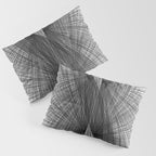 Black & White Mid Century Modern Radiating Lines Geometric Abstract Pillow Sham Gallery Image 3