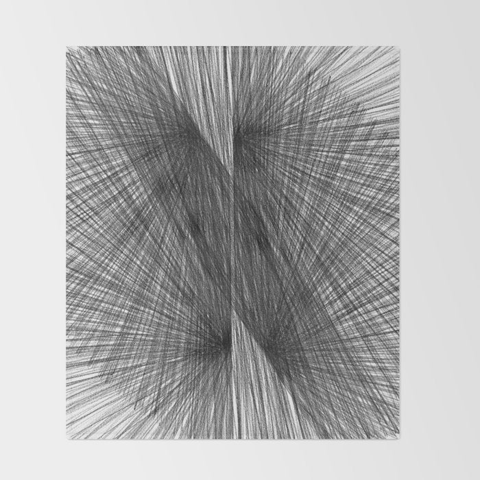 Black & White Mid Century Modern Radiating Lines Geometric Abstract Throw Blanket Gallery Image 2