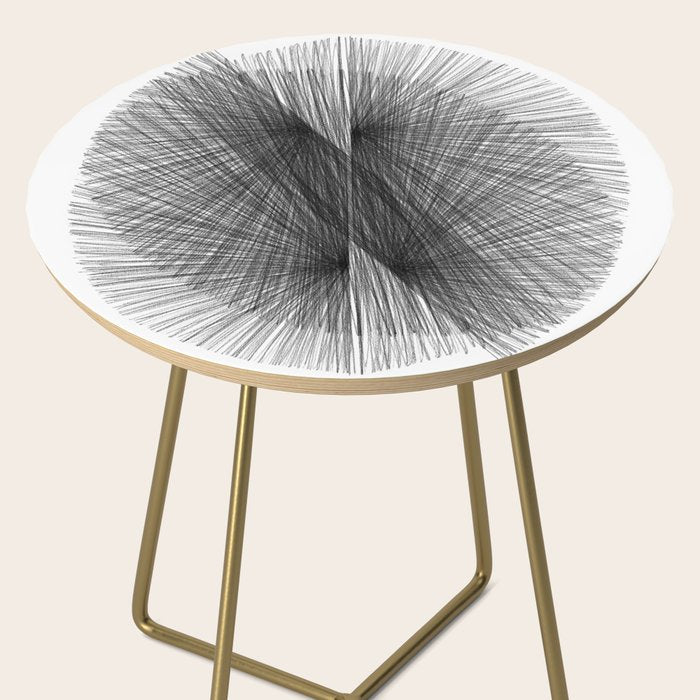 Black & White Mid Century Modern Radiating Lines Geometric Abstract Side Table Gallery Image 2