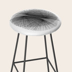 Black & White Mid Century Modern Radiating Lines Geometric Abstract Stool Gallery Image 2