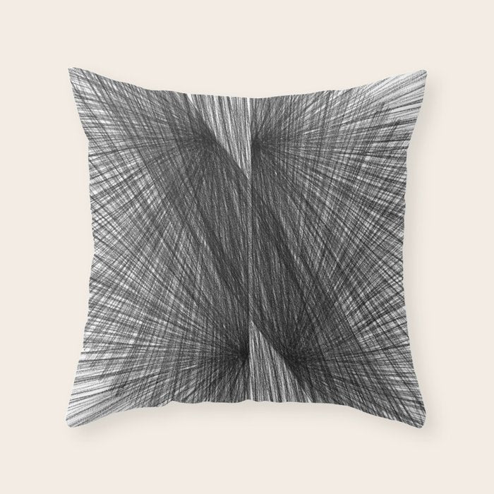 Black & White Mid Century Modern Radiating Lines Geometric Abstract Throw Pillow Gallery Image 6