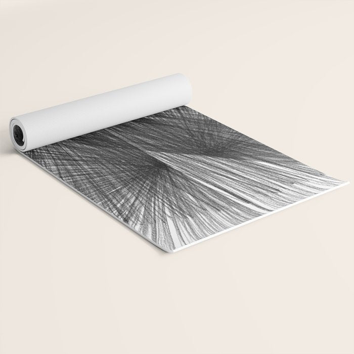 Black & White Mid Century Modern Radiating Lines Geometric Abstract Yoga Mat Gallery Image 2