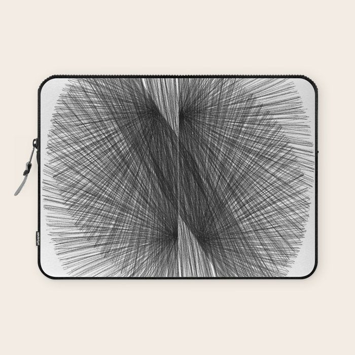 Black & White Mid Century Modern Radiating Lines Geometric Abstract Laptop Sleeve Gallery Image 1