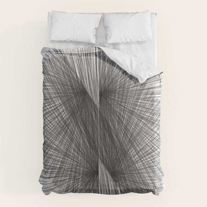 Black & White Mid Century Modern Radiating Lines Geometric Abstract Duvet Cover Gallery Image 6