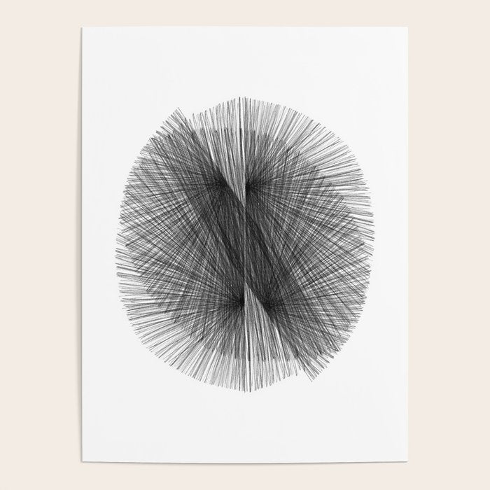 Black & White Mid Century Modern Radiating Lines Geometric Abstract Poster Gallery Image 4