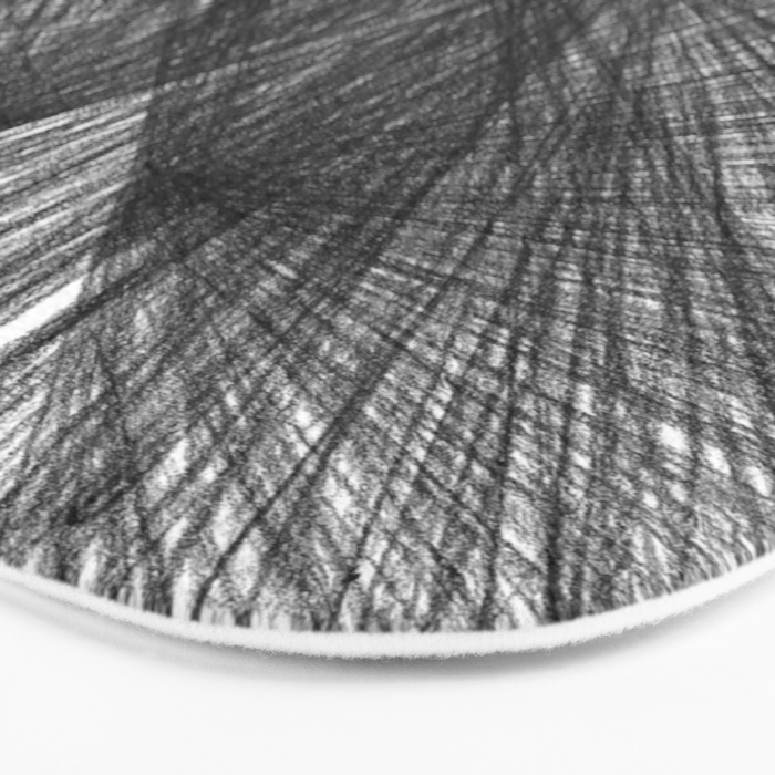 Black & White Mid Century Modern Radiating Lines Geometric Abstract Bath Mat Gallery Image 3