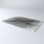 Black & White Mid Century Modern Radiating Lines Geometric Abstract Rug Gallery Image 3