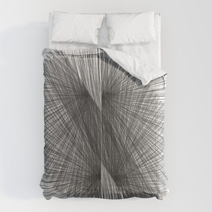 Black & White Mid Century Modern Radiating Lines Geometric Abstract Comforter Gallery Image 6