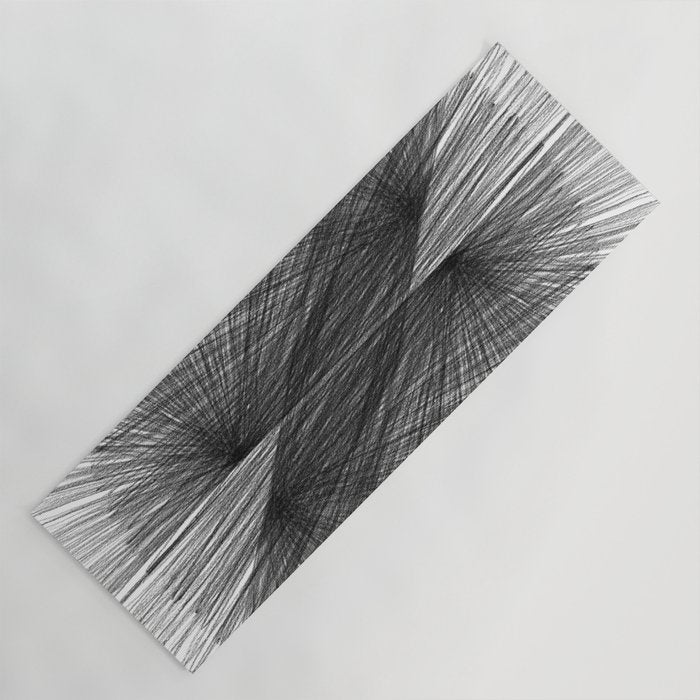 Black & White Mid Century Modern Radiating Lines Geometric Abstract Yoga Mat Gallery Image 1