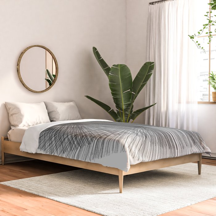 Black & White Mid Century Modern Radiating Lines Geometric Abstract Comforter Gallery Image 2