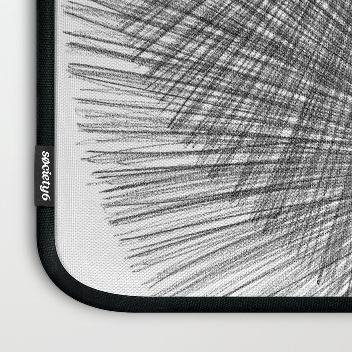 Black & White Mid Century Modern Radiating Lines Geometric Abstract Laptop Sleeve Gallery Image 3