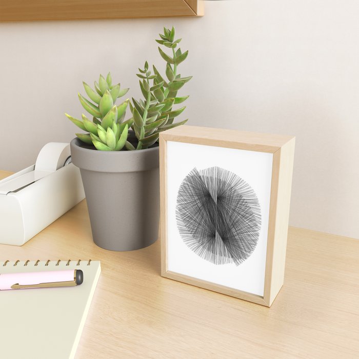 Black & White Mid Century Modern Radiating Lines Geometric Abstract Mini Art Print Gallery Image 2