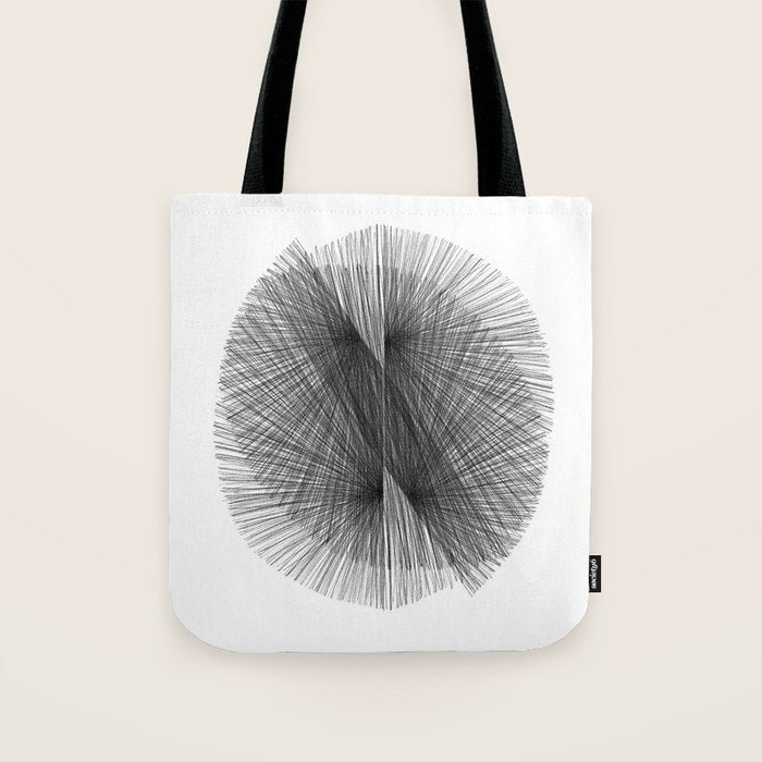 Black & White Mid Century Modern Radiating Lines Geometric Abstract Tote Bag Gallery Image 1