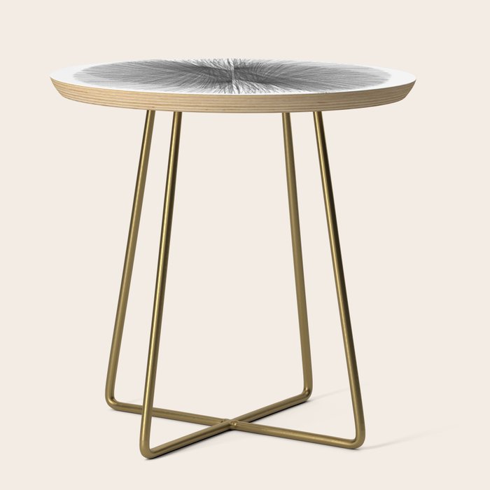 Black & White Mid Century Modern Radiating Lines Geometric Abstract Side Table Gallery Image 1