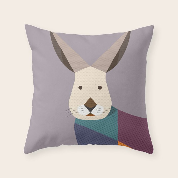 European Hare Throw Pillow Gallery Image 1