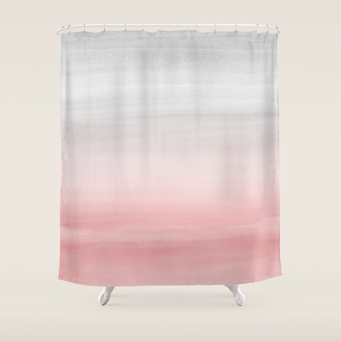 Touching Blush Gray Watercolor Abstract #1 #painting #decor #art #society6 Shower Curtain Gallery Image 1