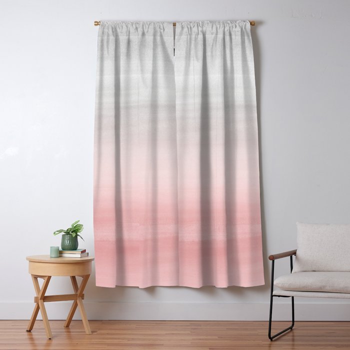 Touching Blush Gray Watercolor Abstract #1 #painting #decor #art #society6 Window Curtain Gallery Image 5