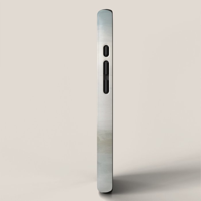 Break in the Weather III - Gray Clouds Sunrise Sage Green Blue Ocean Horizon Abstract Water Painting iPhone Case Gallery Image 2
