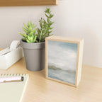 Break in the Weather III - Gray Clouds Sunrise Sage Green Blue Ocean Horizon Abstract Water Painting Mini Art Print Gallery Image 2