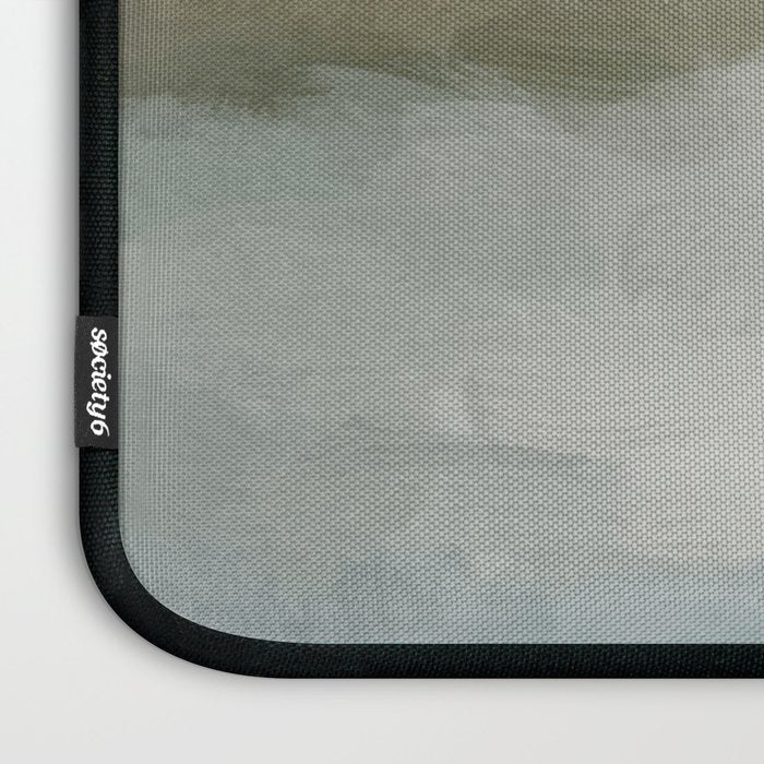 Break in the Weather III - Gray Clouds Sunrise Sage Green Blue Ocean Horizon Abstract Water Painting Laptop Sleeve Gallery Image 3