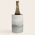 Break in the Weather III - Gray Clouds Sunrise Sage Green Blue Ocean Horizon Abstract Water Painting Wine Chiller Gallery Image 1