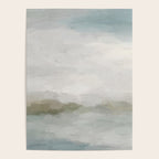 Break in the Weather III - Gray Clouds Sunrise Sage Green Blue Ocean Horizon Abstract Water Painting Poster Gallery Image 4