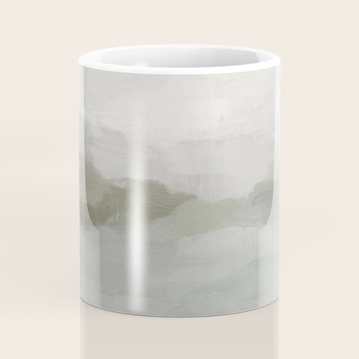 Break in the Weather III - Gray Clouds Sunrise Sage Green Blue Ocean Horizon Abstract Water Painting Coffee Mug Gallery Image 4